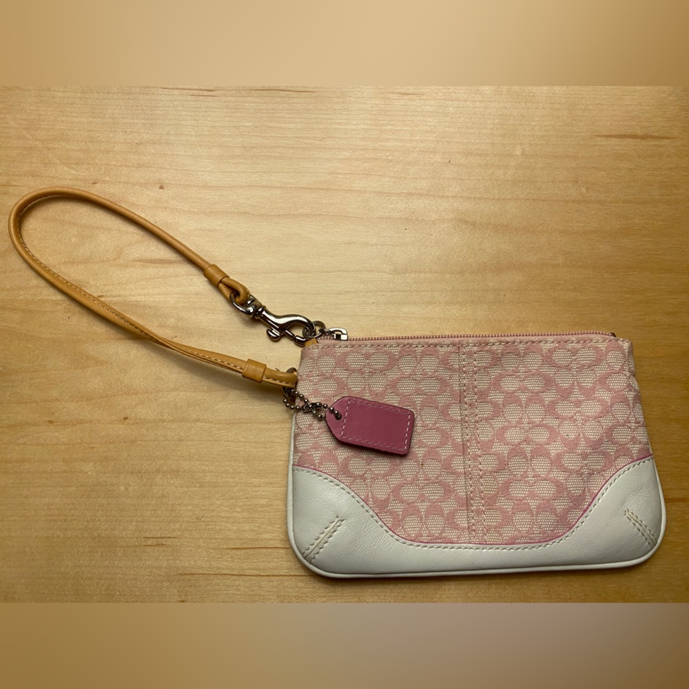 Coach small light pink wristlet